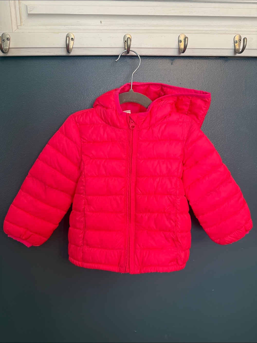 GAP Hot Pink Quilted Puffer Jacket with Hood